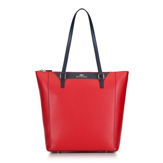 Shopper bag Wittchen mieszcząca a5 czerwona matowa bez dodatków na ramię 
