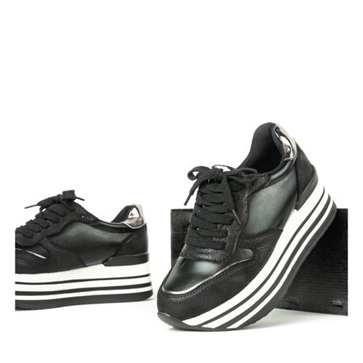 Czarne buty sportowe na platformie Joachima - Obuwie Royalfashion.pl  37 