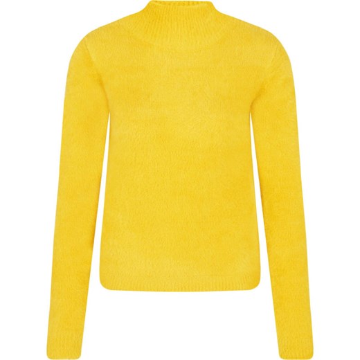 Guess Jeans sweter damski żółty z okrągłym dekoltem 