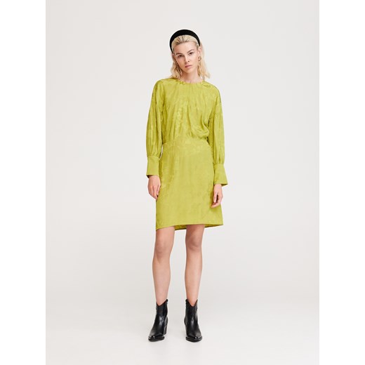 Reserved - Sukienka z żakardowym wzorem - Zielony Reserved  38 