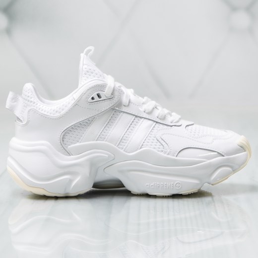 Białe buty sportowe damskie Adidas sneakersy na wiosnę sznurowane na platformie 