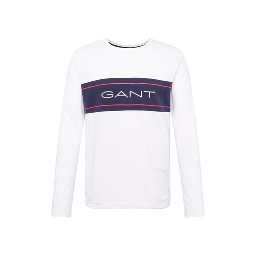 T-shirt męski Gant biały z napisami z długim rękawem 