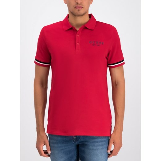T-shirt męski Guess czerwony bez wzorów 