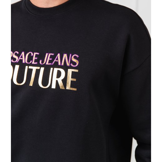 Versace Jeans bluza męska czarna w stylu młodzieżowym z napisem 