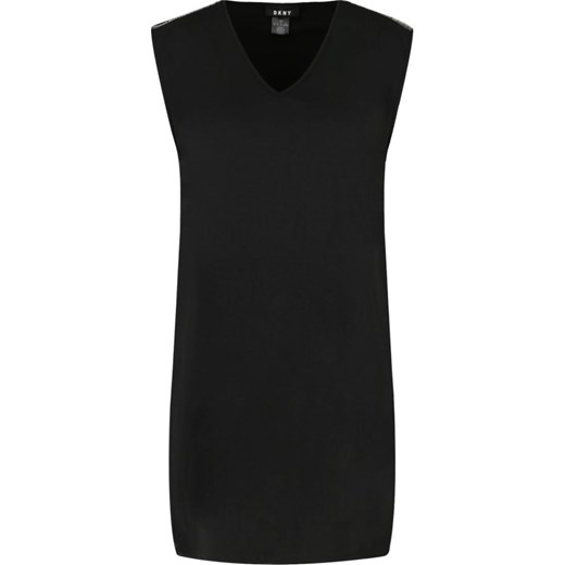 Sukienka Dkny czarna mini bez wzorów bez rękawów z dekoltem v biznesowa 