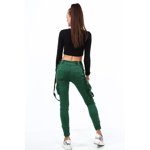 Spodnie damskie zielone Fasardi w paski 