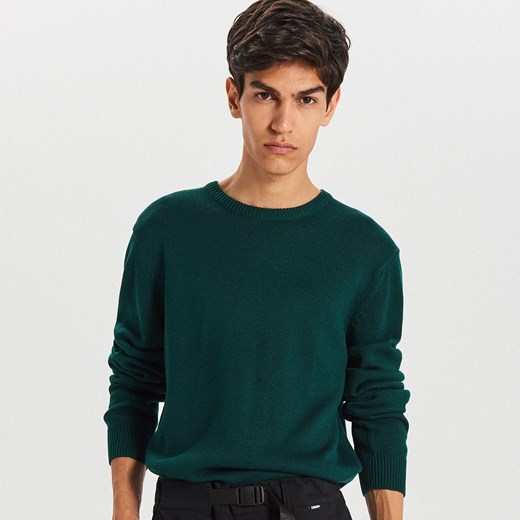 Sweter męski Cropp zielony bez wzorów 