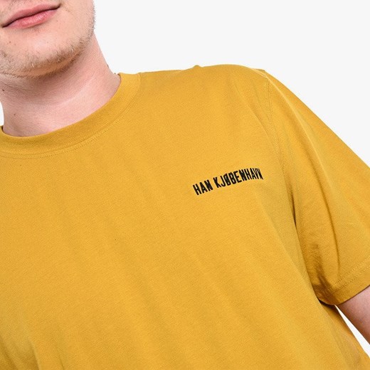 T-shirt męski żółty Han Kjøbenhavn bez wzorów z krótkim rękawem 