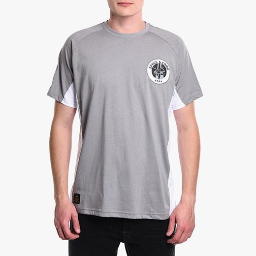 T-shirt męski Alpha Industries szary z krótkimi rękawami na wiosnę 