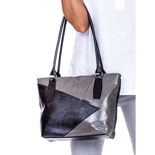 Shopper bag 4U Cavaldi bez dodatków ze skóry ekologicznej lakierowana 