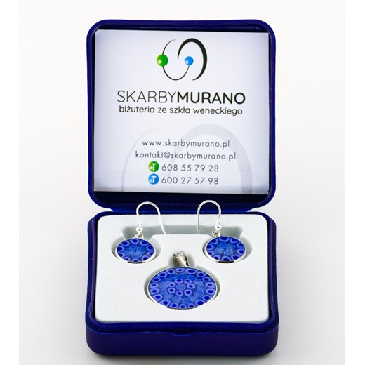 Komplet: wisiorek &amp; kolczyki Murrina - biżuteria szkło Murano  Skarby Murano  