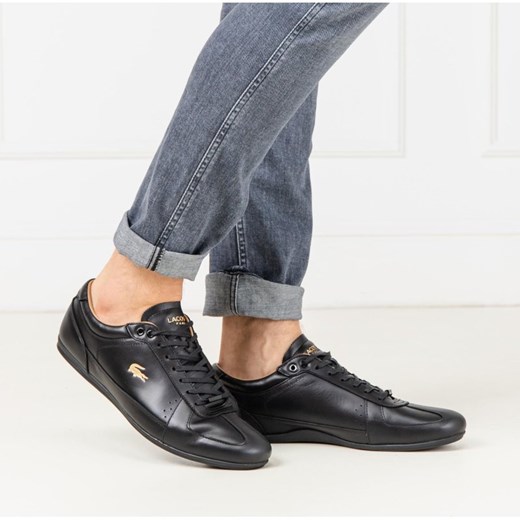 Buty sportowe męskie czarne Lacoste skórzane na jesień sznurowane 