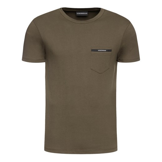 T-shirt męski Emporio Armani brązowy z krótkim rękawem 