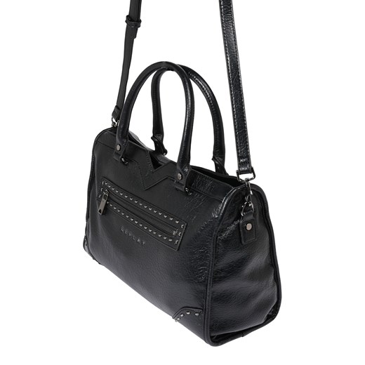 Shopper bag Replay średnia czarna elegancka z aplikacjami zdobiona do ręki 