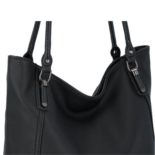 Shopper bag czarna David Jones na ramię matowa elegancka mieszcząca a5 