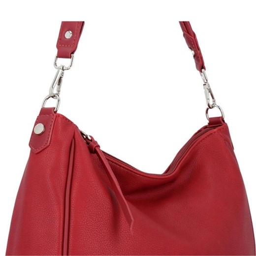 Shopper bag David Jones matowa na ramię czerwona ze skóry ekologicznej 