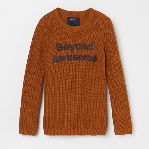 Sweter chłopięcy Reserved pomarańczowa z napisami 