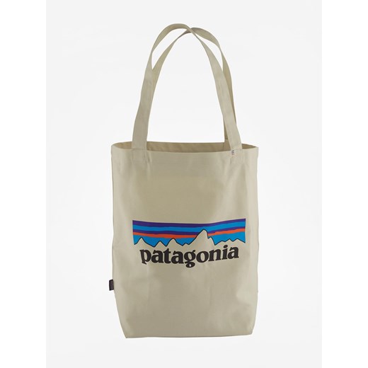 Shopper bag Patagonia z nadrukiem beżowa bez dodatków bawełniana 