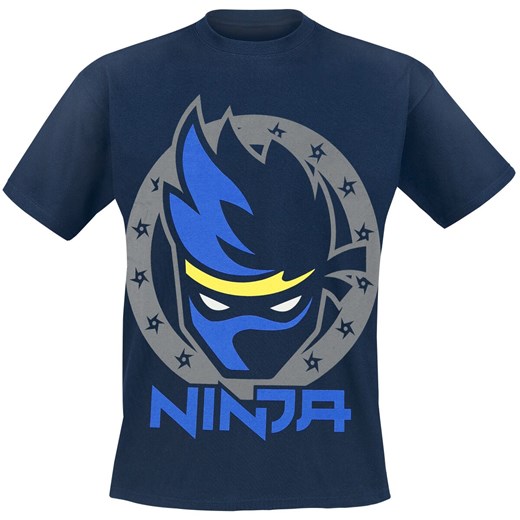 Granatowy t-shirt męski Ninja z krótkim rękawem bawełniany 