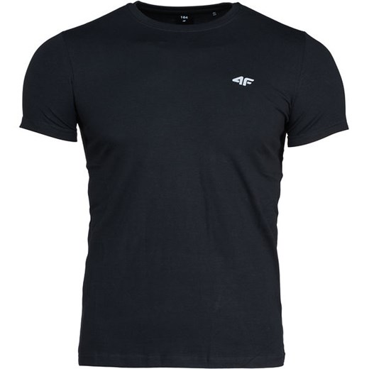 4F t-shirt chłopięce czarny w nadruki z krótkimi rękawami 