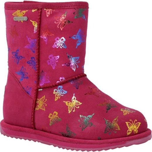 Buty zimowe dziecięce różowe Emu Australia bez zapięcia śniegowce 