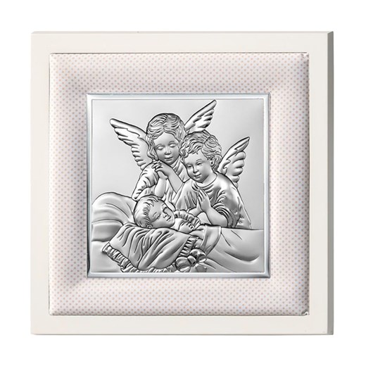 Obrazek srebrny Aniołki nad dzieckiem 750201P  Valenti 14x14 cm PrezentySrebrne.pl
