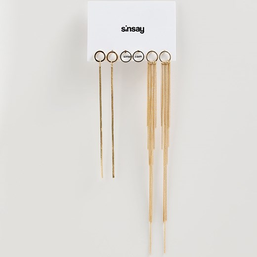Sinsay - Długie kolczyki z łańcuszkami - Beżowy Sinsay  One Size 