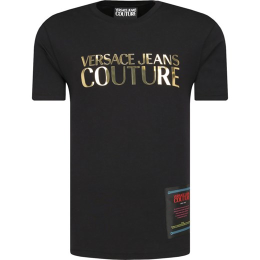 T-shirt męski Versace Jeans z napisami z krótkimi rękawami 