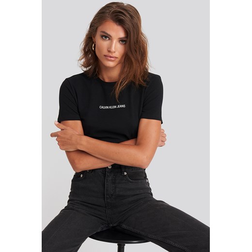 Bluzka damska Calvin Klein czarna z krótkimi rękawami wiosenna 
