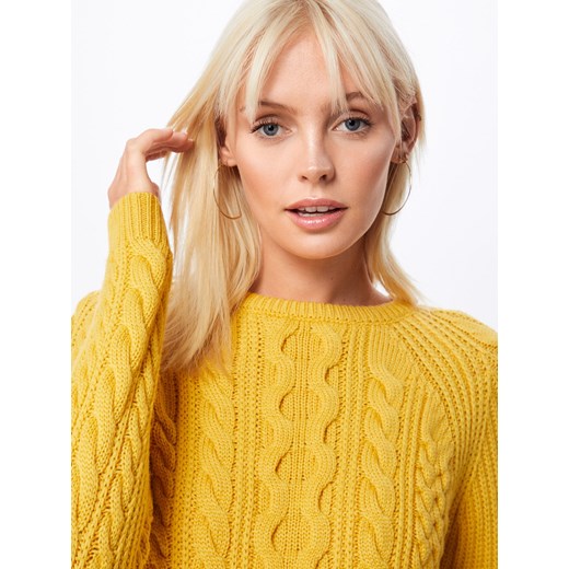 Sweter damski Iblues bez wzorów żółty z okrągłym dekoltem 