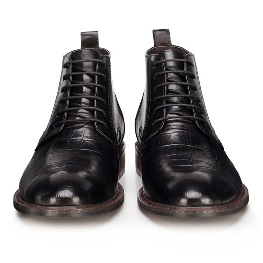 Buty zimowe męskie Wittchen czarne sznurowane skórzane eleganckie 