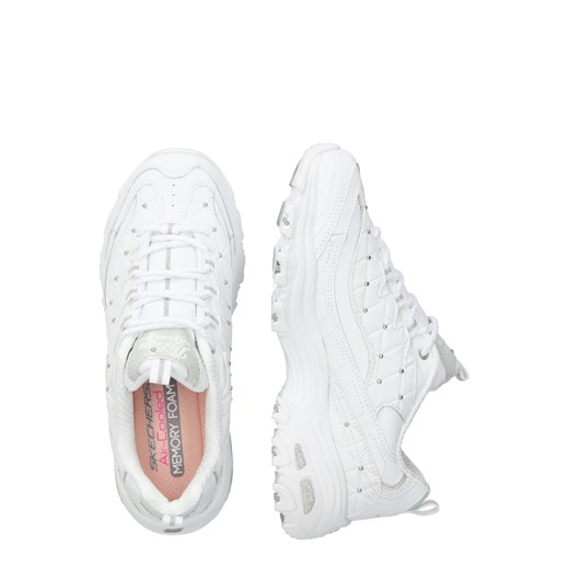 Sneakersy damskie Skechers białe na platformie bez wzorów skórzane 