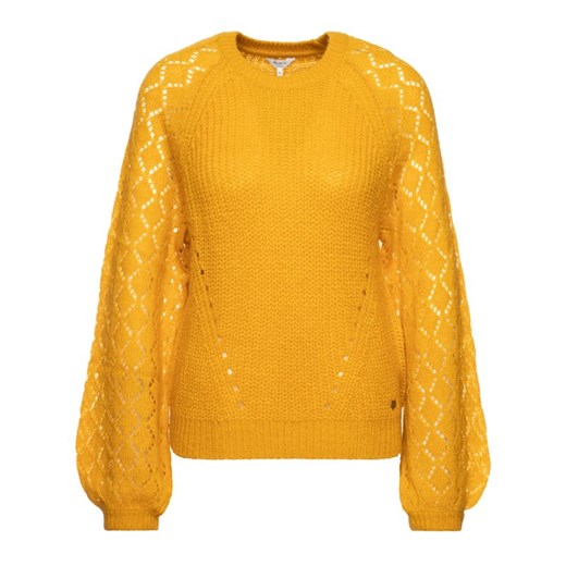 Żółty sweter damski Pepe Jeans z okrągłym dekoltem 