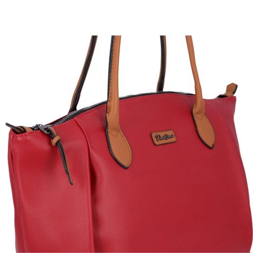 Shopper bag David Jones czerwona ze skóry ekologicznej 