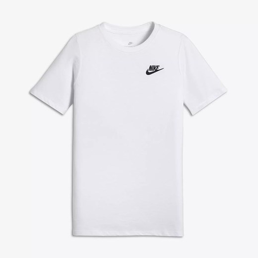 T-shirt chłopięce biały Nike bawełniany z krótkim rękawem gładki 