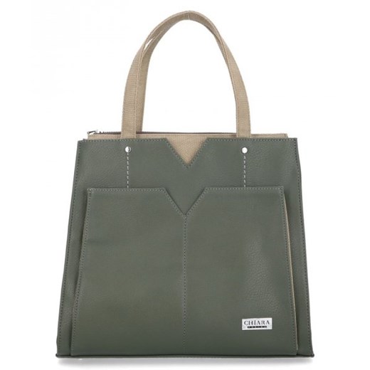 Shopper bag Chiara Design zielona bez dodatków elegancka na ramię matowa 