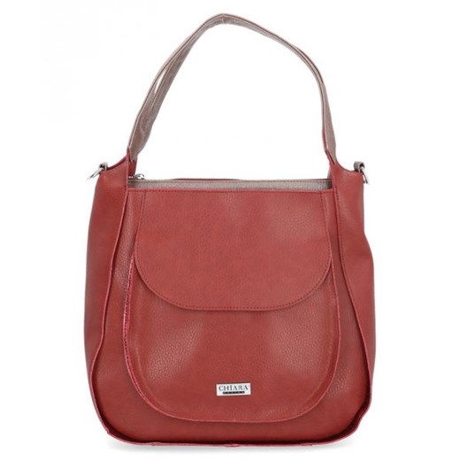 Czerwona shopper bag Chiara Design średnia matowa na ramię 