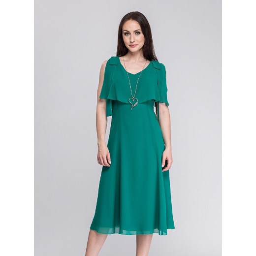 Sukienka Semper gładka rozkloszowana zielona elegancka 
