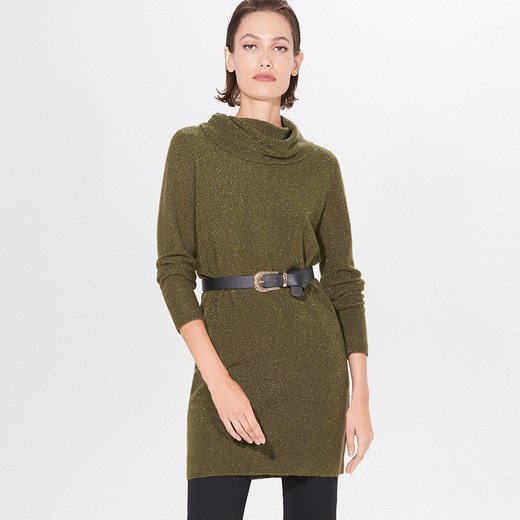 Mohito - Tunikowy sweter z domieszką wełny - Khaki Mohito  XS 