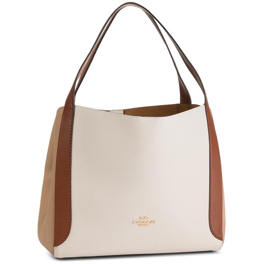Shopper bag Coach bez dodatków beżowa na ramię matowa elegancka 