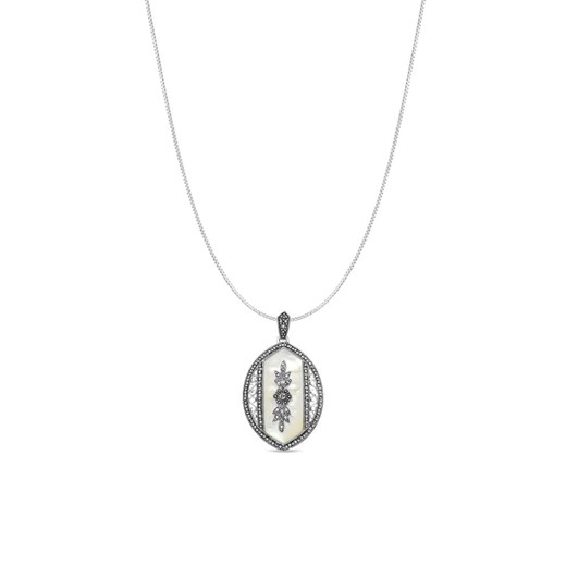 Wisiorek srebrny z markasytami i masą perłową SVL/WS027  W.Kruk  