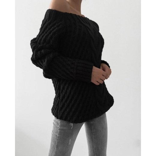 Sweter damski zimowy bez wzorów casual 