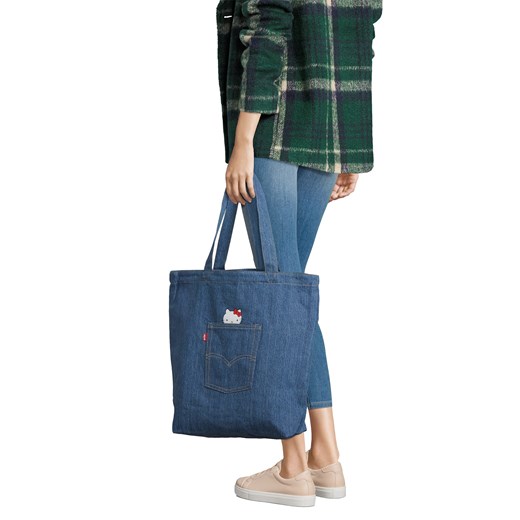 Shopper bag Levi's na wakacje na ramię niebieska matowa 