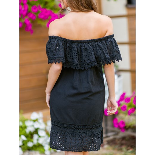 Damska letnia czarna sukienka w stylu boho 7056C Modanoemi  uniwersalny promocja Escoli 