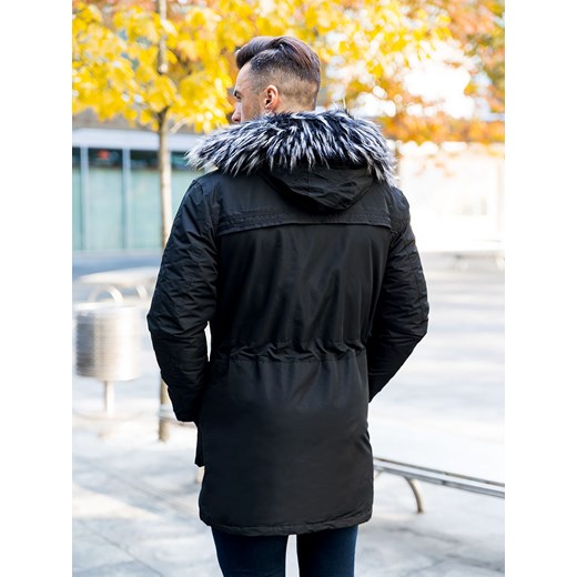 Męska zimowa kurtka z kapturem w kolorze czarnym HS-201801CI Modanoemi By Escoli  XL wyprzedaż Escoli 