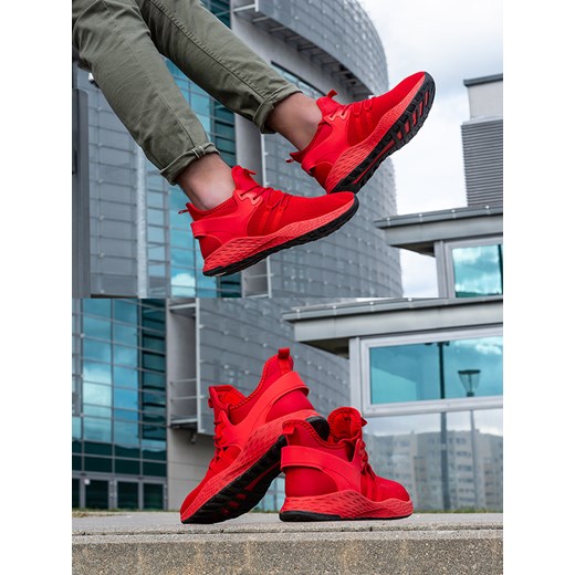 Escoli buty sportowe męskie czerwone sznurowane 