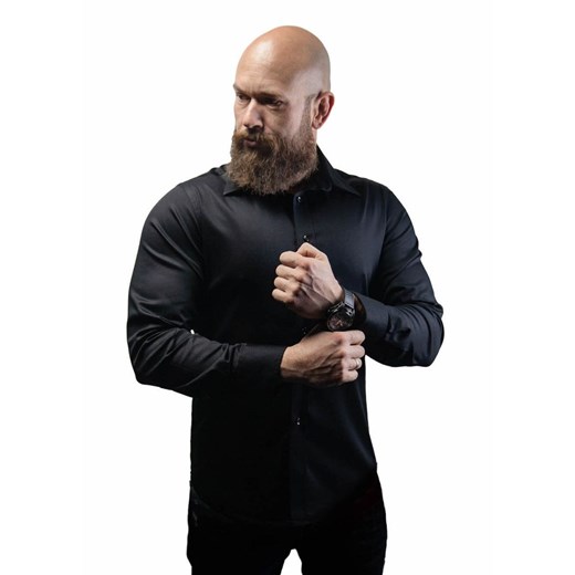 Koszula męska Atleto elegancka z długim rękawem na jesień w Koszula męska Atleto granatowa z długimi rękawami w Domodi