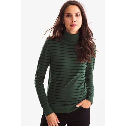 C&A Sweter z golfem z linii Basic-w paski, Zielony, Rozmiar: XS  The Basics M C&A