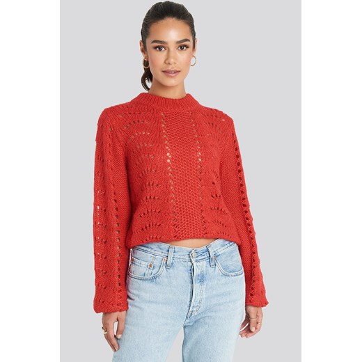 NA-KD Pattern Knitted Round Neck Sweater - Red NA-KD  XXL 