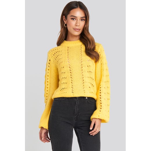 NA-KD Pattern Knitted Round Neck Sweater - Yellow NA-KD  XXL 